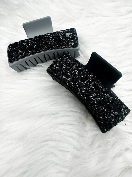 Black Glitter Claw Clip
