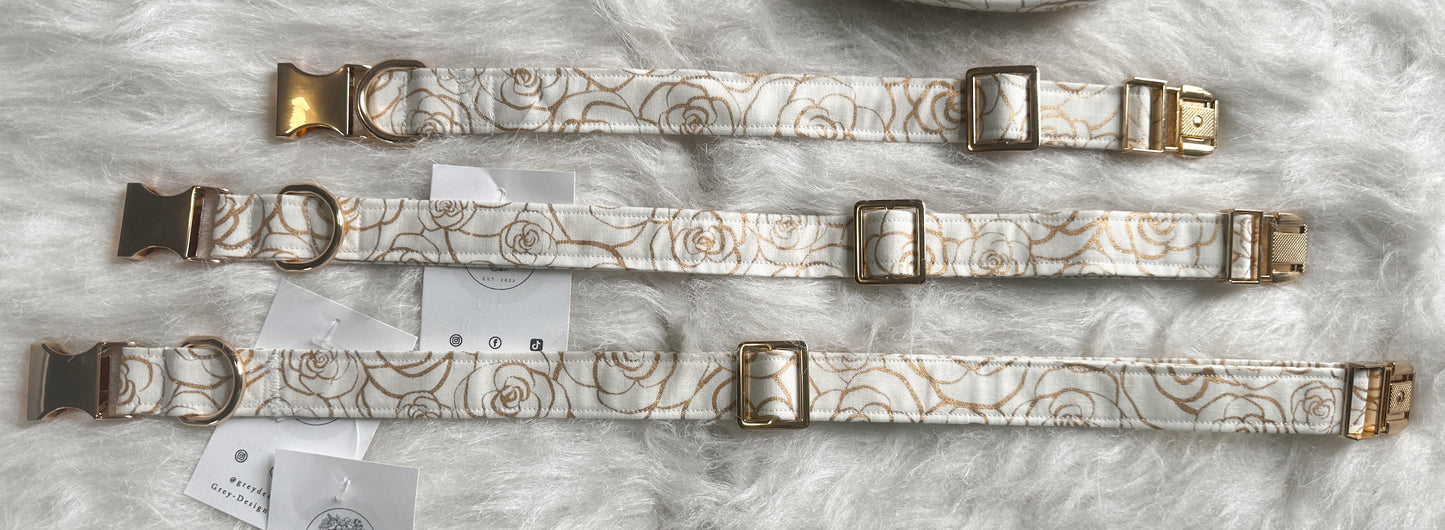 Gold rose dog collar