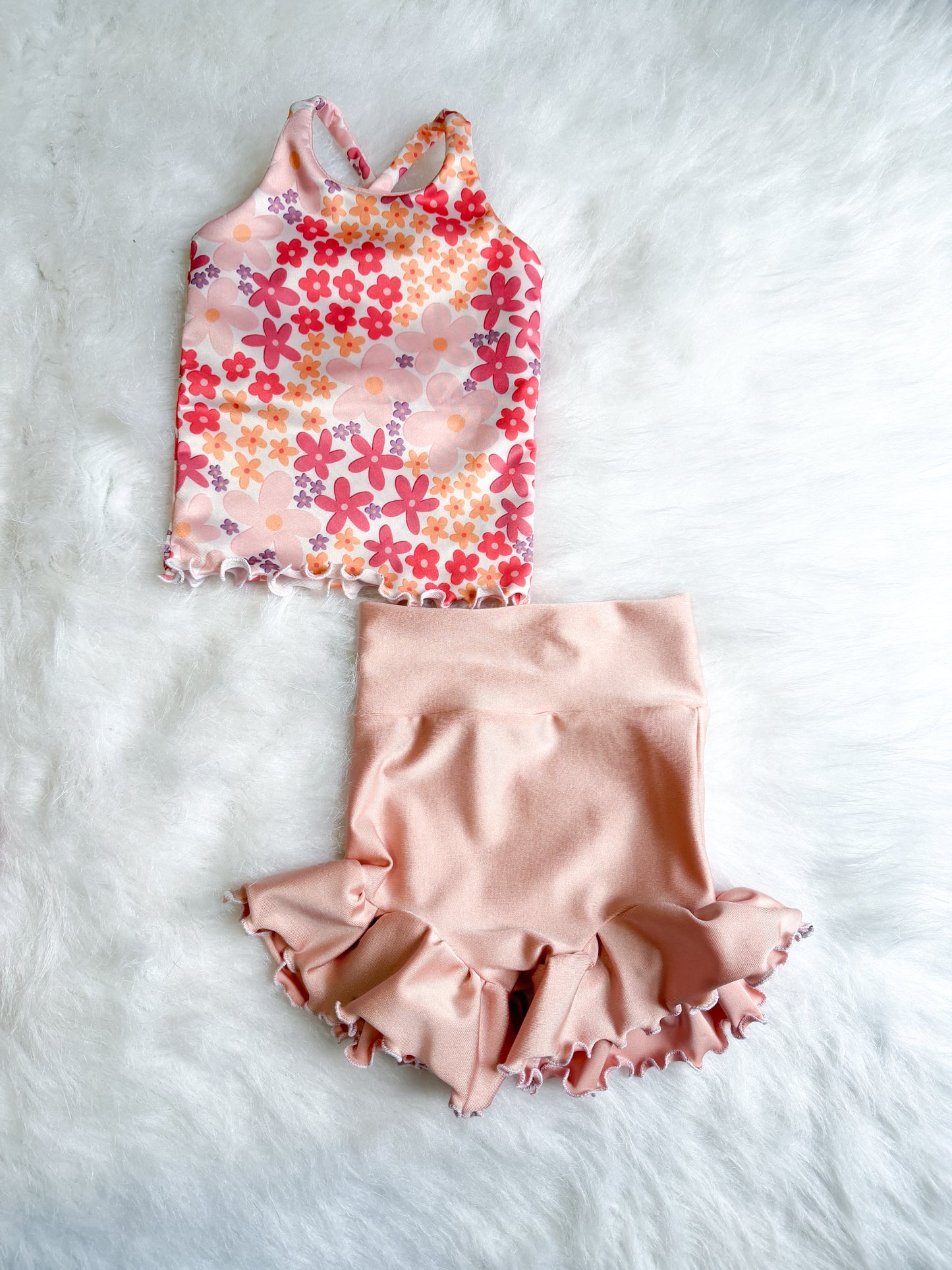 Swim Brielle top + ruffle bummies 6-9