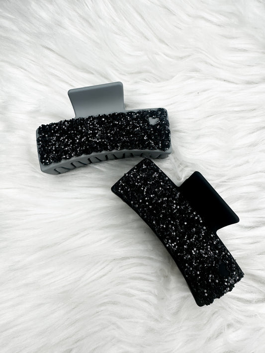 Black Glitter Claw Clip