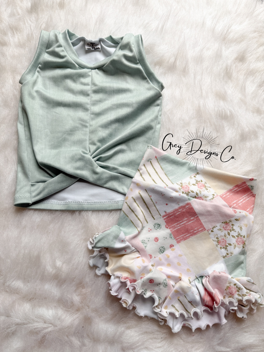 Romy tank + ruffle Bummie set 6-9