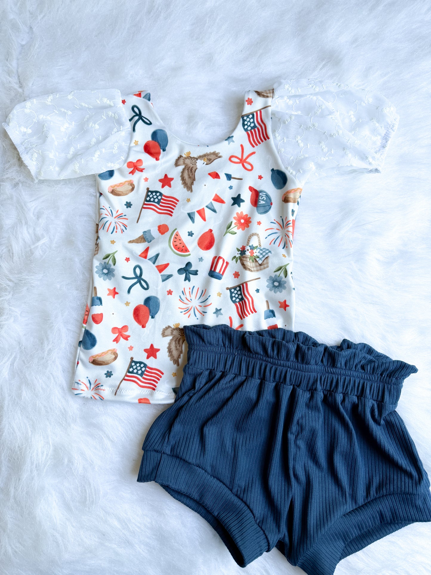 Brielle top (puff sleeve) + paper bag waist shorties 3T