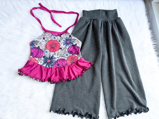Olive halter + flow pants 4T